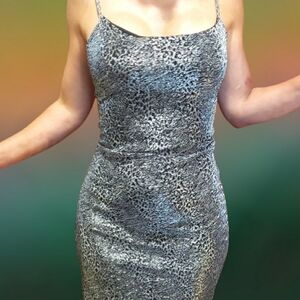 Planet Gold Juniors Metallic Midi Padded Slip Dress Black Beauty Size Small